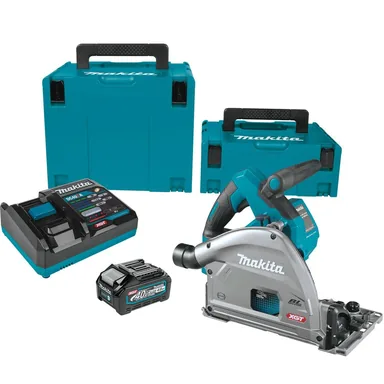 Makita GPS01M1J, kit: Makita GPS01M1J 40V max XGT Brushless 6-1/2" AWS Plunge Track Saw 4.0Ah Kit