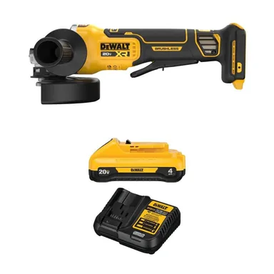 DeWalt DCG410BWDCB240C, bundle: 20V Max XR Lithium-Ion Brushless Cordless 4-1/2 in.-5 in. Grinder with 20V Compact 4.0Ah Battery and 12V/20V MAX Charger
