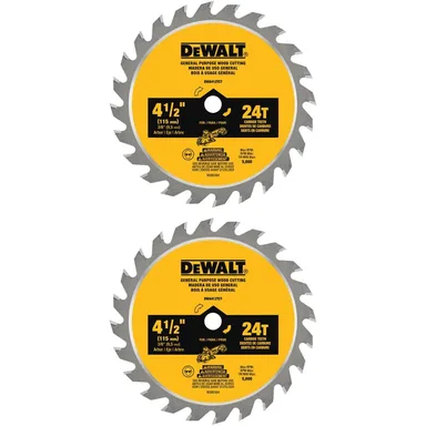 DeWalt DWA412TCTX2, accessory: ATOMIC 4-1/2 in. 24-Tooth Circular Saw Blade (2-Pack)
