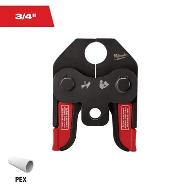 Milwaukee 49-16-2633C, accessory: 3/4 in. PEX Crimp Press Tool Jaw for M18 Short Throw Press Tool (photograph from the Home Depot listing)