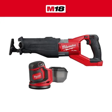 Milwaukee 2722-20-2648-20, bundle: M18 Fuel 18-Volt Li-Ion Brushless Cordless Super Sawzall Orbital Reciprocating Saw with M18 5 in. Random Orbit Sander