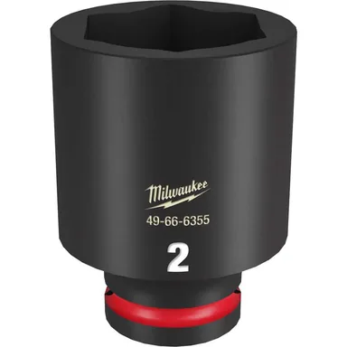 Milwaukee 49-66-6355, accessory: SHOCKWAVE Impact Duty 3/4 in Drive 2 in Deep 6 Point Socket (photograph from the Home Depot listing)