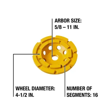DeWalt DW4774, accessory: 4-1/2 in. Double Row Diamond Cup Wheel