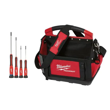 Milwaukee 48-22-2604-48-22-8315, bundle: PACKOUT 15 in. Tote and 4-Piece Precision Combination Screwdriver Set (5-Piece)