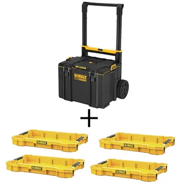 DeWalt DWST08450W81105, accessory: TOUGHSYSTEM 2.0 24 in. Mobile Tool Box and (5) TOUGHSYSTEM 2.0 Shallow Tool Trays