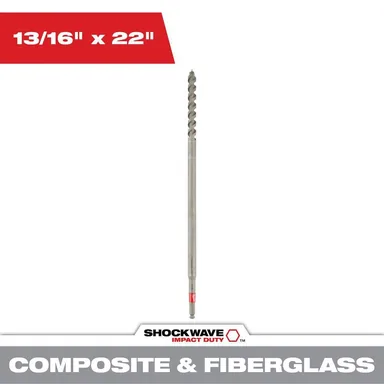 Milwaukee 48-13-7807, accessory: 13/16 in. x 22 in. Fiberglass Utility Auger Bit