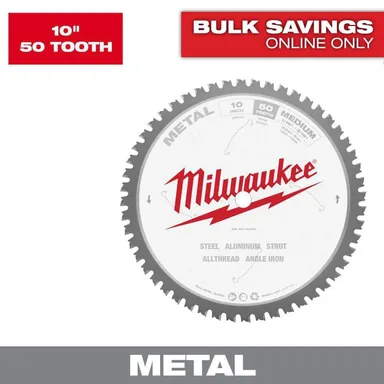 Milwaukee 48-40-4260, accessory: 10 in. x 50 Carbide Teeth Metal Cutting Circular Saw Blade