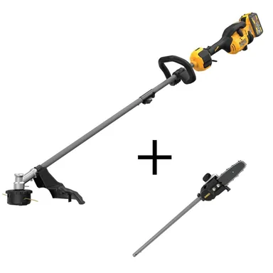 DeWalt DCST972X1WAS6PS, bundle: 60V MAX Brushless Cordless Battery Powered Attachment Capable String Trimmer Kit & Pole Saw Attachment