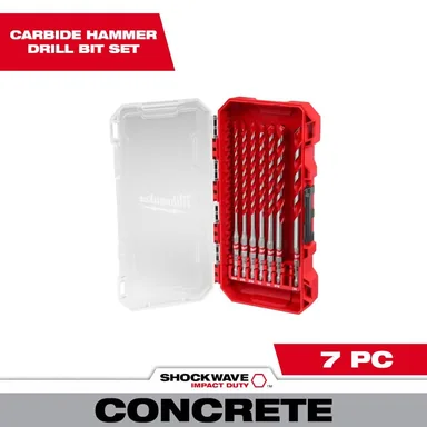 Milwaukee 48-20-9052, accessory: Shockwave Carbide Hammer Drill Bit Kit (7-Piece)
