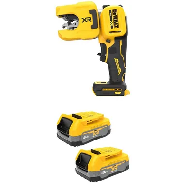 DeWalt DCE154BWBP034-2, bundle: 20-Volt MAX XR Lithium-Ion Copper Cutter with (2) 20-Volt MAX XR POWERSTACK 1.7 Ah Compact Battery Packs