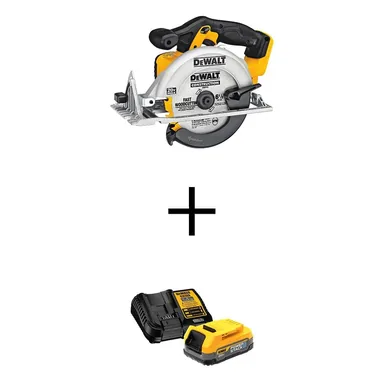 DeWalt DCS391BWCBP034C, bundle: 20V MAX Lithium-Ion Cordless 6.5 in. Sidewinder Style Circular Saw with POWERSTACK 1.7 Ah Battery Pack and Charger