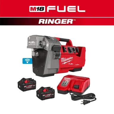 Milwaukee 2927-22, kit: M18 FUEL RINGER Roll Groover For 1-1/4 in - 4 In. Sch 10/40, 6 Inch Sch 10 Kit with (2) 8Ah FORGE Batteries & Charger (photograph from the Home Depot listing)