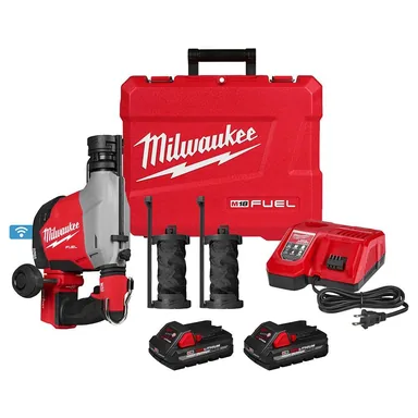 Milwaukee 3311-22, kit: M18 FUEL 18-Volt Lithium-Ion Brushless Cordless 5/8 in. SDS-Plus Overhead Rotary Hammer with Integrated Dust Extraction (photograph from the Home Depot listing)