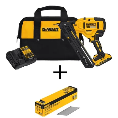 DeWalt DCN650D1W200-2, bundle: 20V MAX XR Lithium-Ion Cordless 15-Gauge Finish Nailer Kit and 2 in. x 15-Gauge Angled Finish Nails (2500 Pieces)