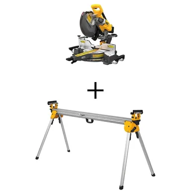 DeWalt DCS781BWDWX723, bundle: 60V Lithium-Ion 12 in. Cordless Sliding Miter Saw (Tool Only) with Heavy Duty Miter Saw Stand