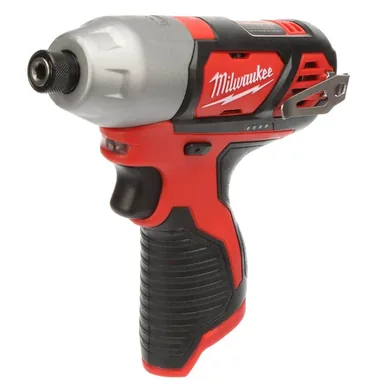 Milwaukee 2462-20, bare tool: M12 12V Lithium-Ion Cordless 1/4 in. Hex Impact (Tool-Only) (photograph from the Home Depot listing)