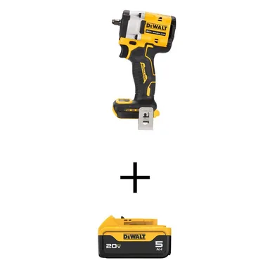DeWalt DCF923BWDCB205, bundle: ATOMIC 20V MAX Cordless 3/8 in. Impact Wrench and 20V MAX Premium Lithium-Ion 5.0Ah Battery