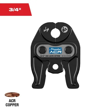 Milwaukee 49-16-2455M, accessory: 3/4 in. Streamline ACR Copper Press Jaw for M12 FORCE LOGIC Press Tool (photograph from the Home Depot listing)