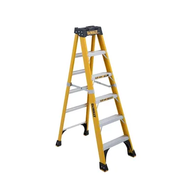 DeWalt DXL3410-06, unpowered: 6 ft. Fiberglass Step Ladder 10.4 ft. Reach Height Type 1AA - 375 lbs., Expanded Work Step and Impact Absorption System