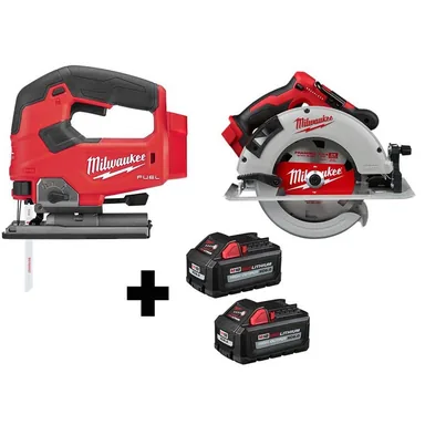 Milwaukee 2737-20-2631-20-48-11-1862, bundle: M18 FUEL 18V Lithium-Ion Brushless Cordless Jig Saw and 7-1/4 in. Circular Saw with (2) 6.0Ah Batteries