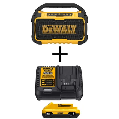 DeWalt DCR010WDCB230C, bundle: 20V MAX Bluetooth Speaker, (1) 20V MAX Compact Lithium-Ion 3.0Ah Battery, and 12V-20V MAX Charger