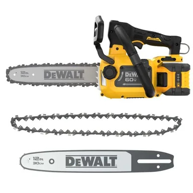 DeWalt DCCS673X1W12B12, bundle: FLEXVOLT 60V MAX 12 in. Battery Powered Top Handle Chainsaw Kit with 3Ah Battery, Charger, Replacement Chain and Bar