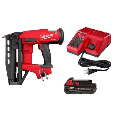 Milwaukee 3020-20-48-11-1820-48-59-1812, bundle: M18 FUEL 18-Volt Lithium-Ion Brushless Cordless Gen ll 16-Gauge Straight Finish Nailer Kit w/One 2.0 Ah Battery/Charger