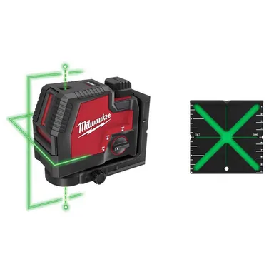 Milwaukee 3522-21-48-35-1111, bundle: Green 100 ft. Cross Line and Plumb Points Rechargeable Laser Level with REDLITHIUM Lithium-Ion USB Battery and Target