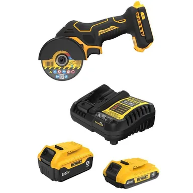 DeWalt DCS438BWB225-2C, bundle: 20-Volts XR Lithium-Ion Cordless 3 in. Cut-Off Tool with 20-Volts MAX 5. 0Ah and 2. 0Ah Batteries and Charger