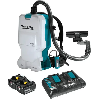 Makita XCV17PG, kit: Makita XCV17PG 36V (18V X2) LXT Lithium-Ion Brushless Cordless 6 Quart HEPA Filter Backpack Dry Vacuum (6.0Ah)