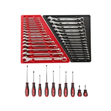 Milwaukee 48-22-9515-48-22-9415-48-22-2710, bundle: Combination SAE and Metric Wrench Mechanics Tool Set with Screwdriver Set (40-Piece)