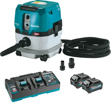 Makita GCV02PMX, kit: Makita GCV02PMX 40V max XGT Brushless Cordless 2.1 Gallon HEPA Filter Dry Dust Extractor Kit, AWS Capable (4.0Ah)