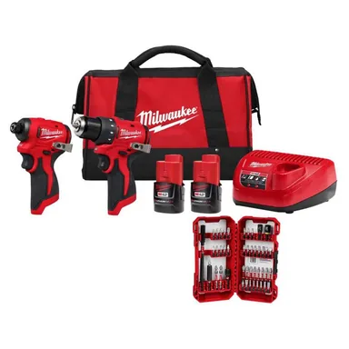 Milwaukee 3494-22-48-32-4023, bundle: M12 12-Volt Lithium-Ion Brushless Cordless Subcompact Drill and Impact Driver Combo Kit w/ 45 Pc Bit Set (2-Tool)