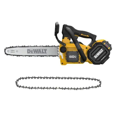 DeWalt DCCS674X2WTX614, bundle: FLEXVOLT 60V MAX 14 in. Brushless Cordless Battery Powered Top Handle Chainsaw w/ (2) 3Ah Batteries, Charger and Chain