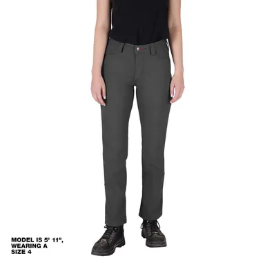 Milwaukee F650G-0R, unpowered: Women's Size 0 Gray Cotton/Polyester Work Pants with 7 Pockets (photograph from the Home Depot listing)