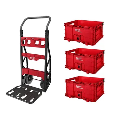 Milwaukee 48-22-8415-48-22-8440x3, bundle: PACKOUT 20 in. 2-Wheel Utility Cart with (3) PACKOUT Tool Storage Crates