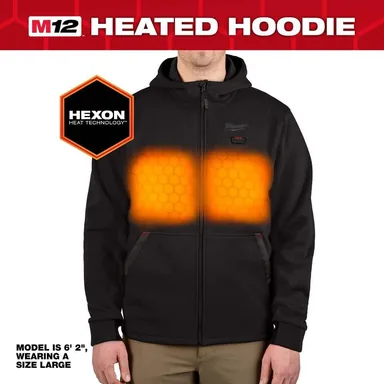 Milwaukee M200B-212X, kit: Men's 2X-Large M12 12-Volt Lithium-Ion Cordless Black Heated Jacket Hoodie Kit