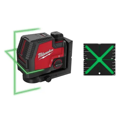 Milwaukee 3521-21-48-35-1111, bundle: 100 ft. REDLITHIUM Lithium-Ion USB Green Rechargeable Cross Line Laser Level with Charger and Alignment Target