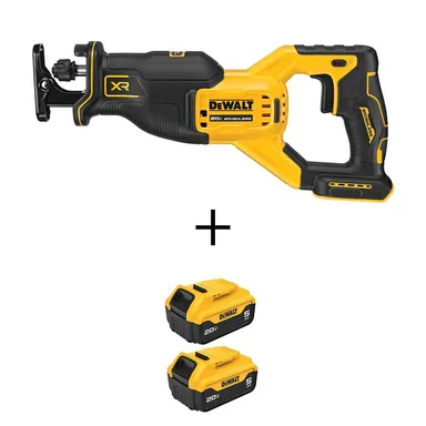 DeWalt DCS382BWCB205-2, bundle: 20V MAX Lithium-Ion Cordless Brushless Reciprocating Saw with (2) 20V MAX Premium Lithium-Ion 5.0 Ah Battery-Packs