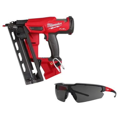 Milwaukee 2841-20-48-73-2015, bundle: M18 FUEL 18-Volt Lithium-Ion Brushless Cordless Gen 2 16GA Finish Nailer Tool Only w/Tinted Anti Scratch Safety Glasses