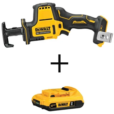 DeWalt DCS369BW203, bundle: ATOMIC 20V MAX Cordless Brushless Compact Reciprocating Saw and (1) 20V MAX Compact Lithium-Ion 2.0Ah Battery