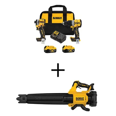 DeWalt DCK2050M2WL722B, bundle: 20V MAX XR Hammer Drill and ATOMIC Impact Driver 2 Tool Cordless Combo Kit and Handheld Blower w/(2) 4Ah Batteries