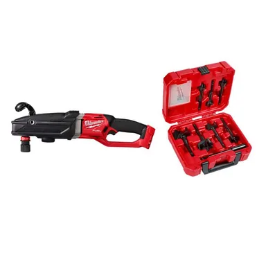 Milwaukee 2811-20-49-22-0130, bundle: M18 FUEL 18V Lithium-Ion Brushless Cordless GEN 2 SUPER HAWG 7/16 in. Right Angle Drill w/ Wood Boring Set