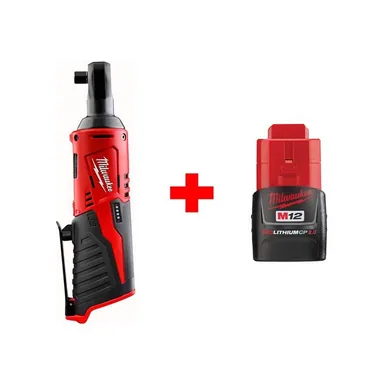 Milwaukee 2457-20-48-11-2420, bundle: M12 12V Lithium-Ion Cordless 3/8 in. Ratchet with M12 2.0Ah Battery