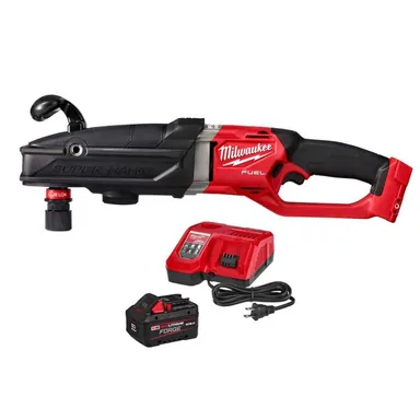 Milwaukee 2811-20-48-59-1881, bundle: M18 FUEL 18V Lith-Ion Brushless Cordless GEN 2 SUPER HAWG 7/16 in. Right Angle Drill w/ FORGE 8. 0Ah Battery & Charger