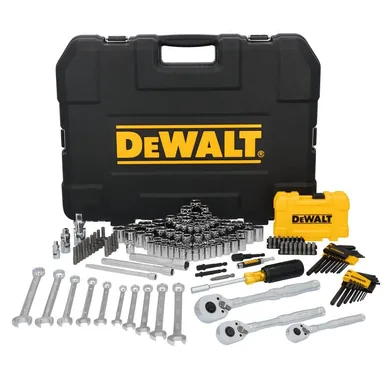DeWalt DWMT45411, accessory: 1/4 in. 3/8 in. and 1/2 in. Drive SAE/Metric Mechanics Tool Set (155-Piece) with Case (photograph from the Home Depot listing)