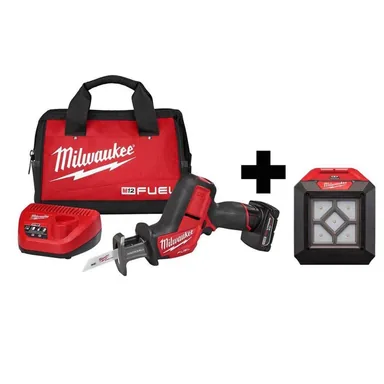 Milwaukee 2520-21XC-2364-20, bundle: M12 FUEL 12V Lithium-Ion Cordless HACKZALL Reciprocating Saw Kit with M12 Compact Flood Light (Tool-Only)