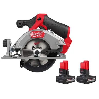 Milwaukee 2521-20-48-11-2450S, bundle: M12 FUEL 12V Lithium-Ion Brushless 5-3/8 in. Cordless Circular Saw with M12XC High Output 5 Ah Battery (2-Pack)