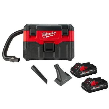 Milwaukee 0880-20-48-11-1837, bundle: M18 18-Volt 2 Gal. Lithium-Ion Cordless Wet/Dry Vacuum with 2 M18 HIGH OUTPUT 3.0 Ah Batteries