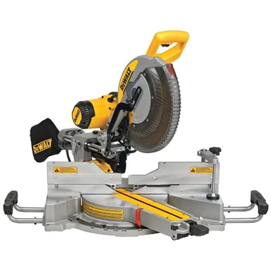 DeWalt DWS780, standalone tool: 15 Amp Corded 12 in. Double Bevel Sliding Compound Miter Saw with XPS technology, Blade Wrench and Material Clamp (photograph from the Home Depot listing)
